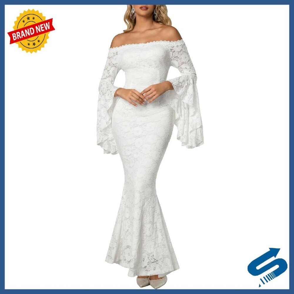 Off Shoulder Floral Lace Maxi Dress Formal Maternity Wedding Party